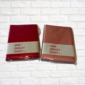 2 Mini Smiley Diary Notebooks - Red & Pink - New In Package